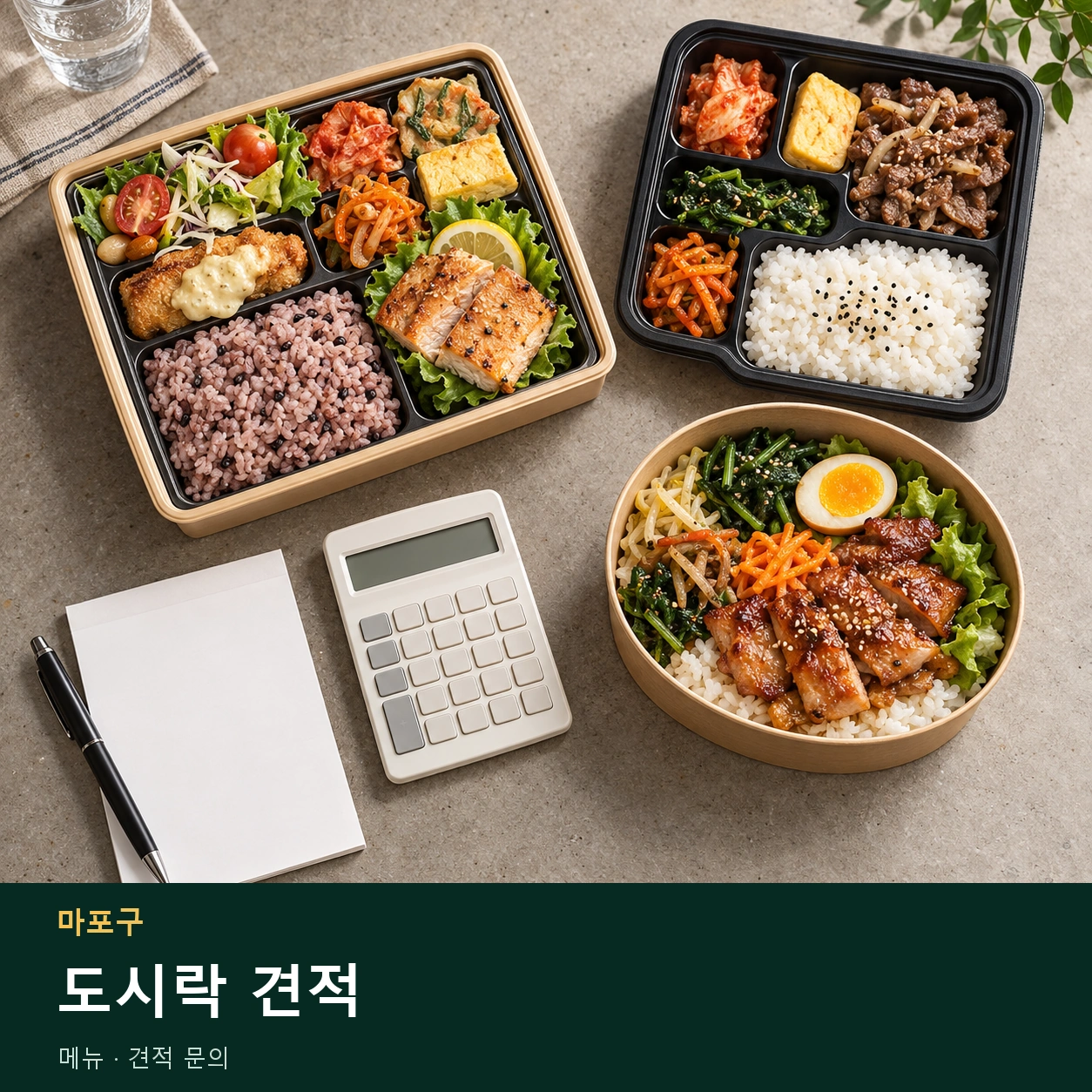 마포구 도시락 견적 메뉴와 주문 목적 안내 이미지