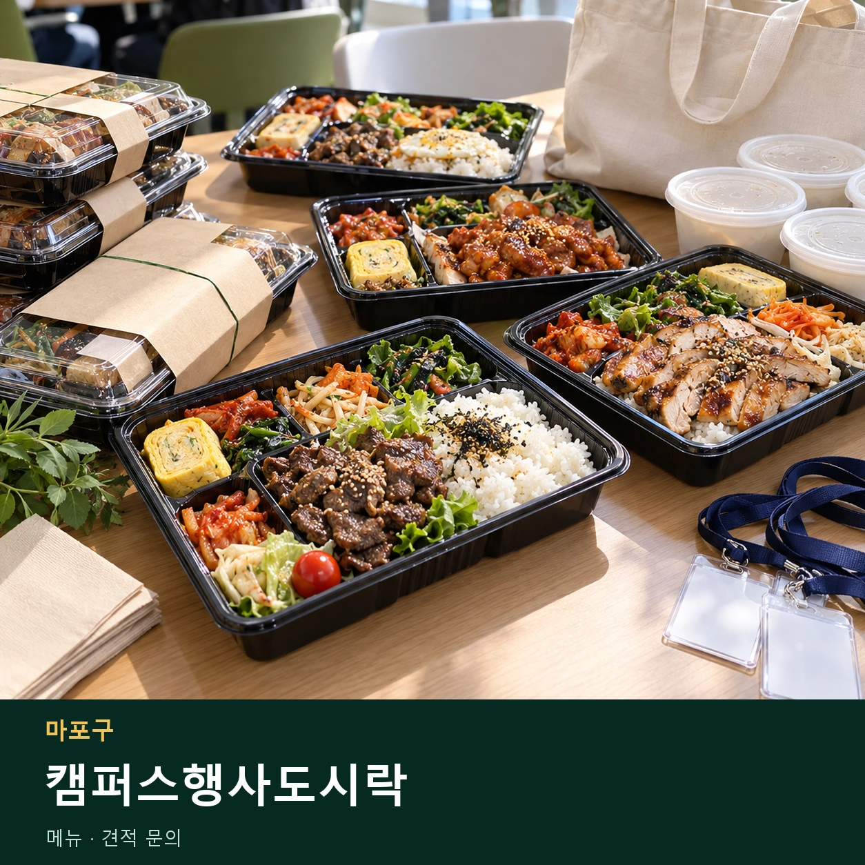 마포구 캠퍼스행사도시락 메뉴와 주문 목적 안내 이미지
