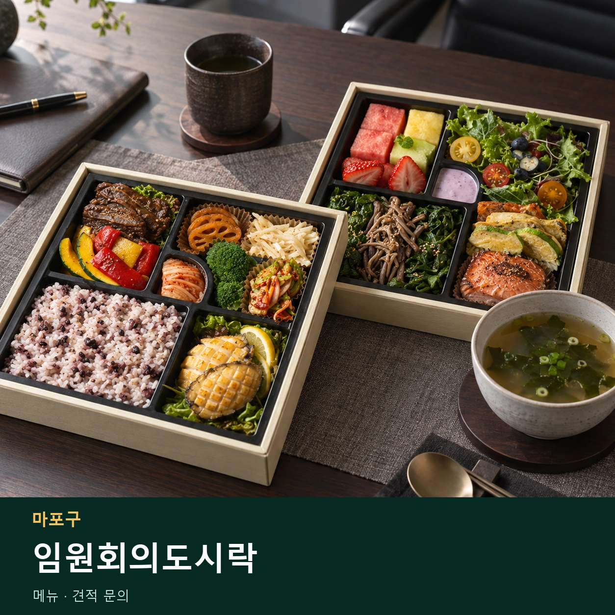 마포구 임원회의도시락 메뉴와 주문 목적 안내 이미지