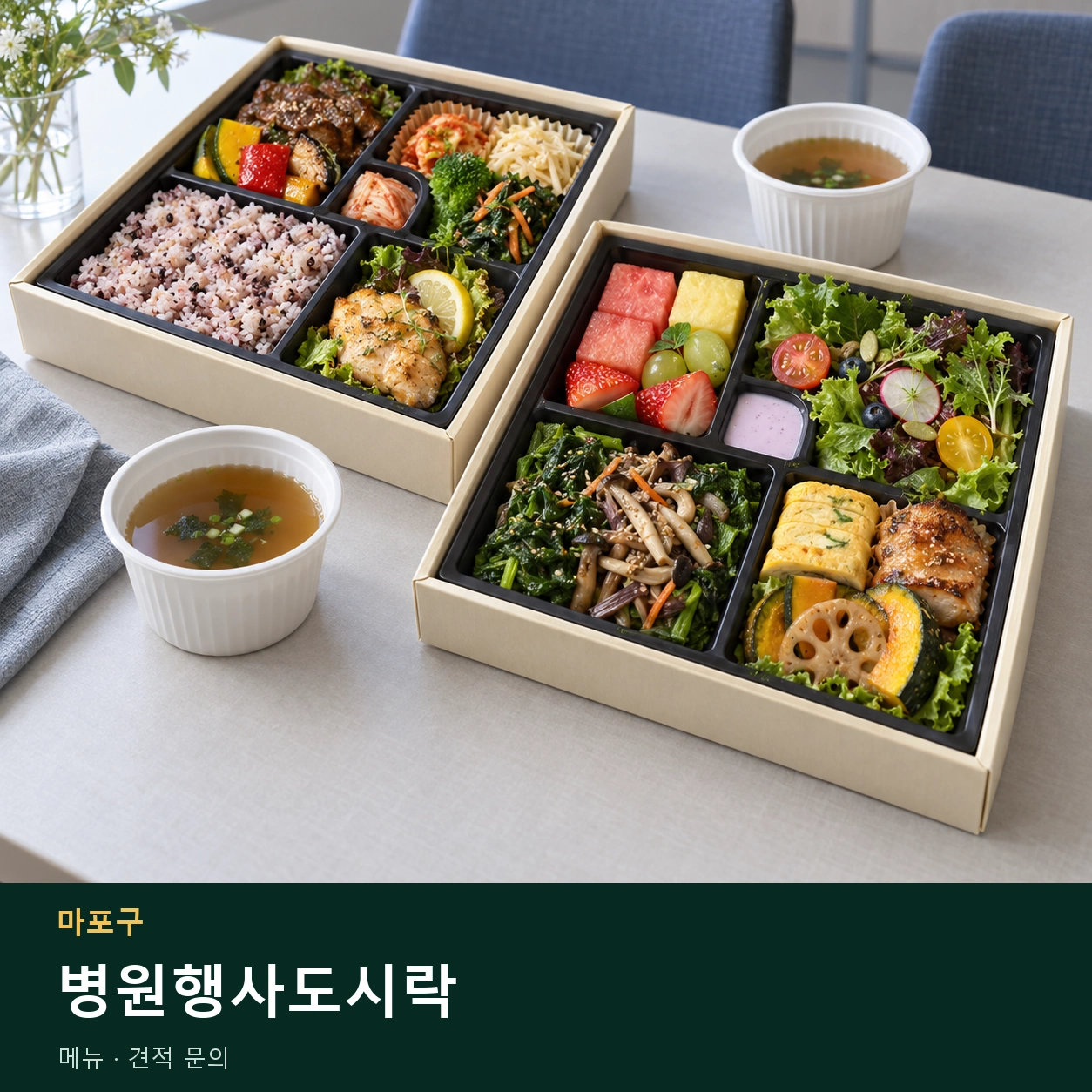 마포구 병원행사도시락 메뉴와 주문 목적 안내 이미지