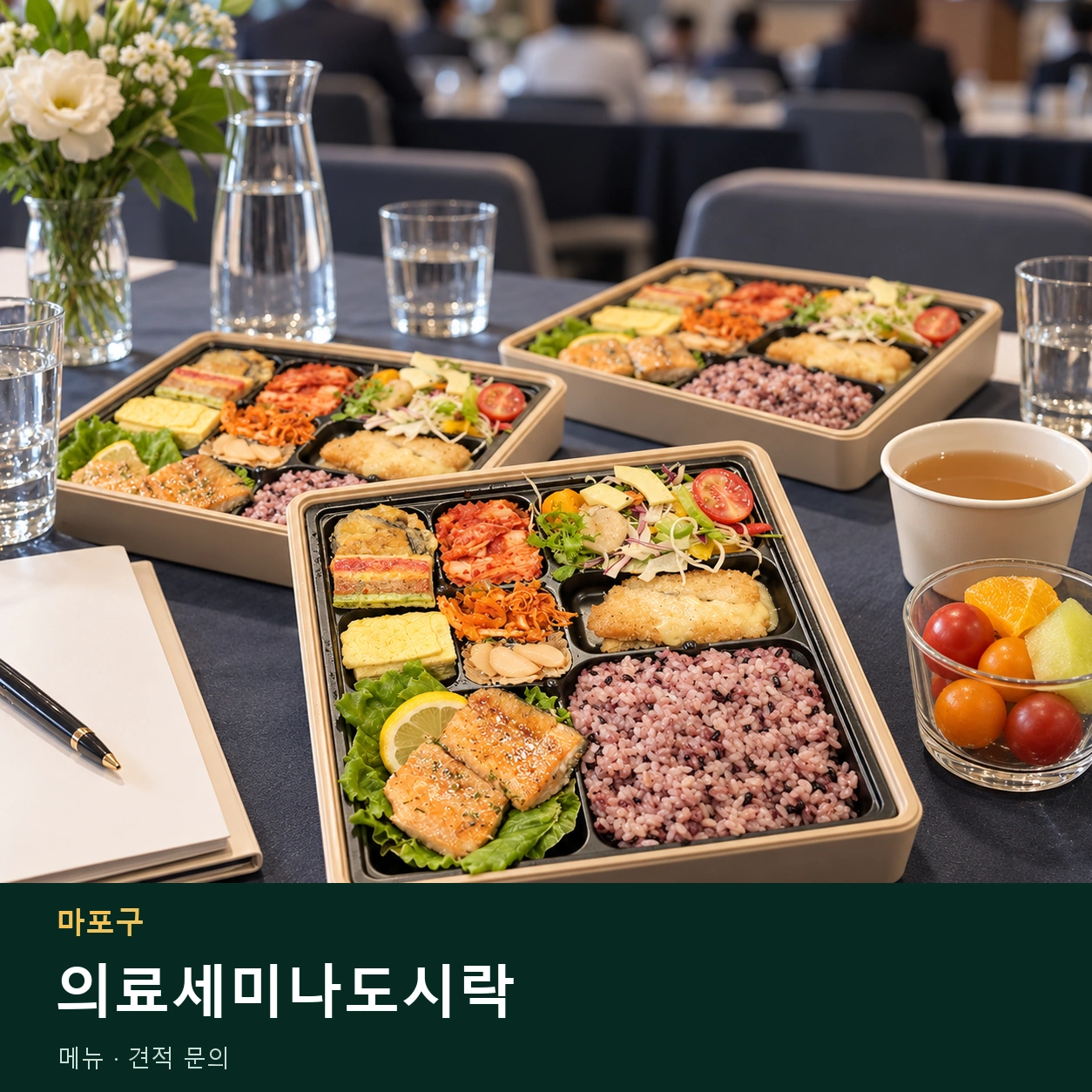 마포구 의료세미나도시락 메뉴와 주문 목적 안내 이미지