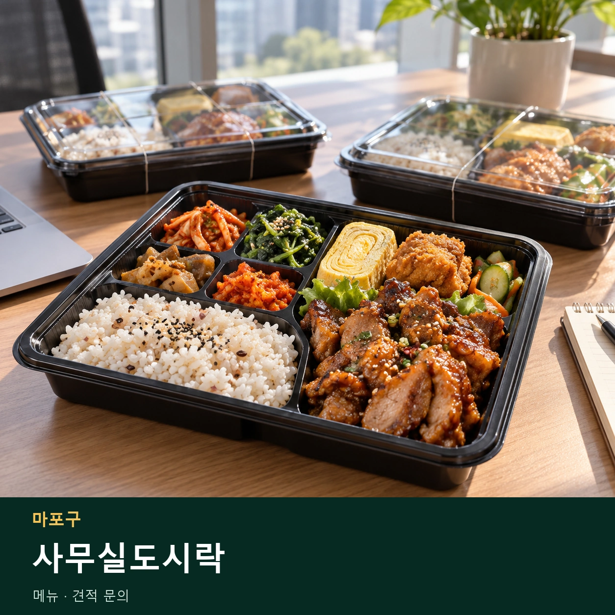 마포구 사무실도시락 메뉴와 주문 목적 안내 이미지