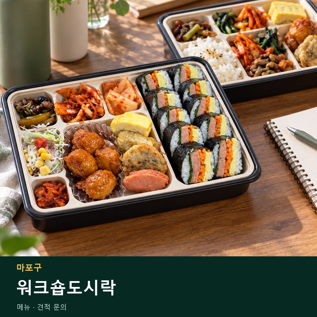 마포구 워크숍도시락 메뉴와 주문 목적 안내 이미지